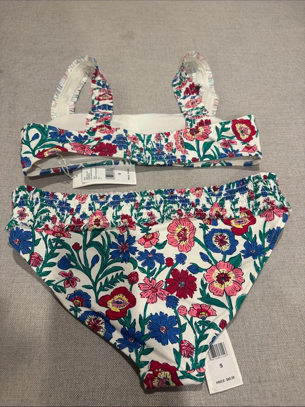 Vineyard Vines Floral Bikini in White with Pink, Blue & Green in Size S